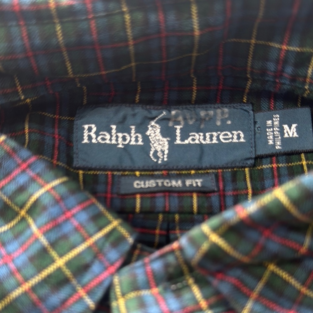 Vintage Ralph Lauren 100% cotton Green/Red/Yellow windowpane long sleeve shirt - Picture 2 of 3